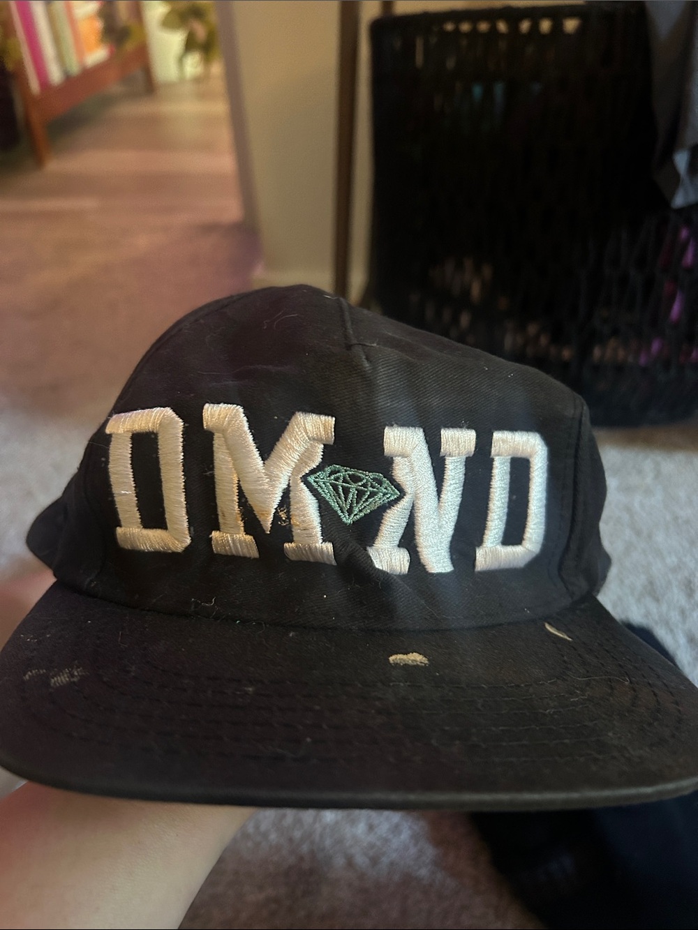 Diamond Supply Co. Black Snapback with Mint Diamond Logo